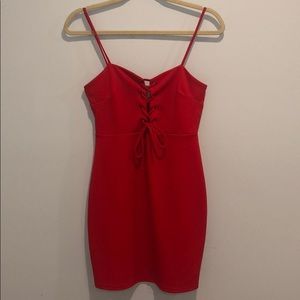 Red cami dress